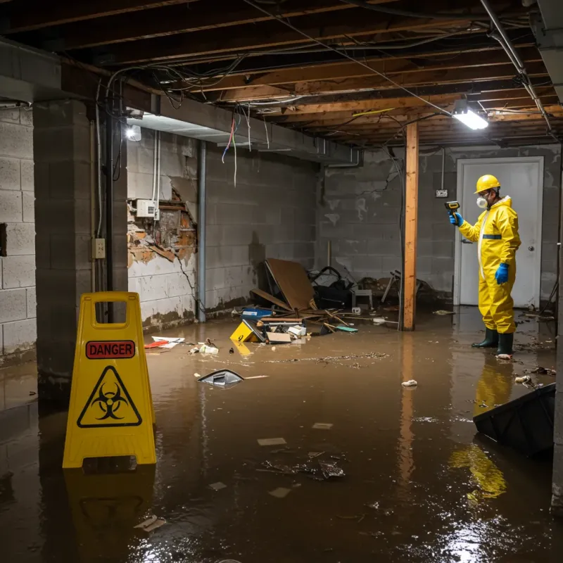 Flooded Basement Electrical Hazard in Smithton, IL Property